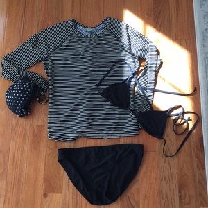 Athleta bikini set with matching rash guard